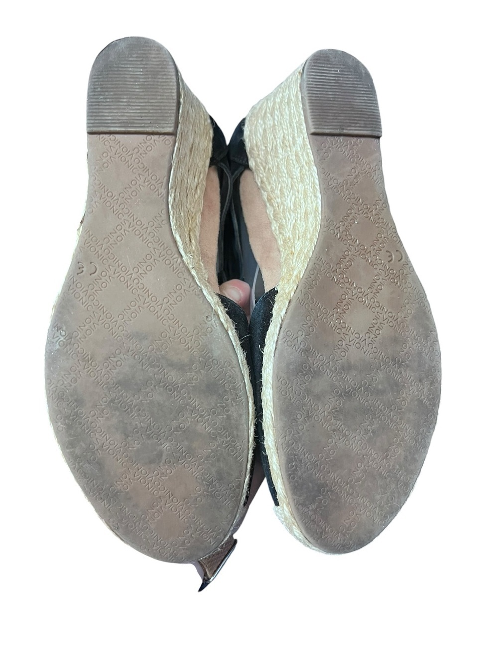 Vionic Calypso black suede espadrille strappy wedge sandal size 8.5 - Picture 6 of 9